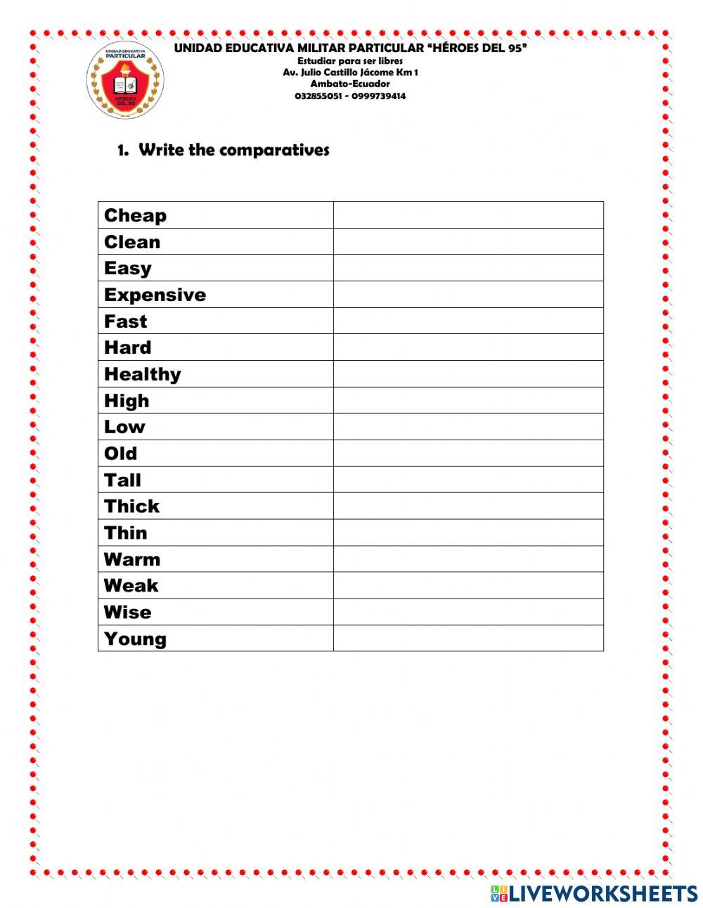 Comparative adjectives