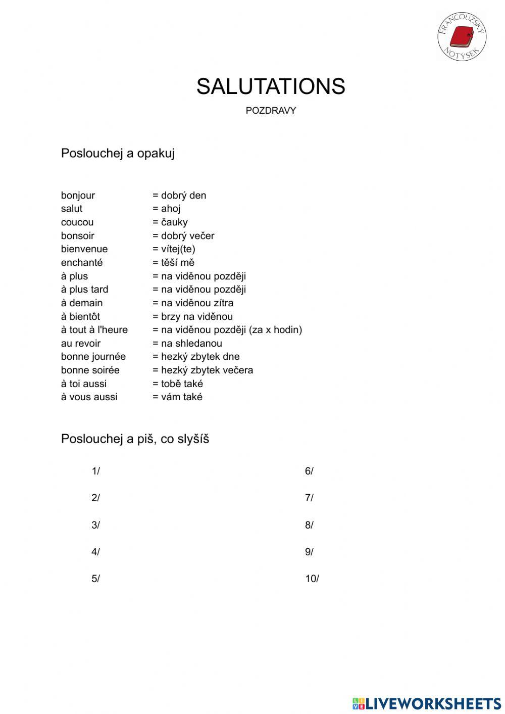 Salutations (pozdravy ve FR)