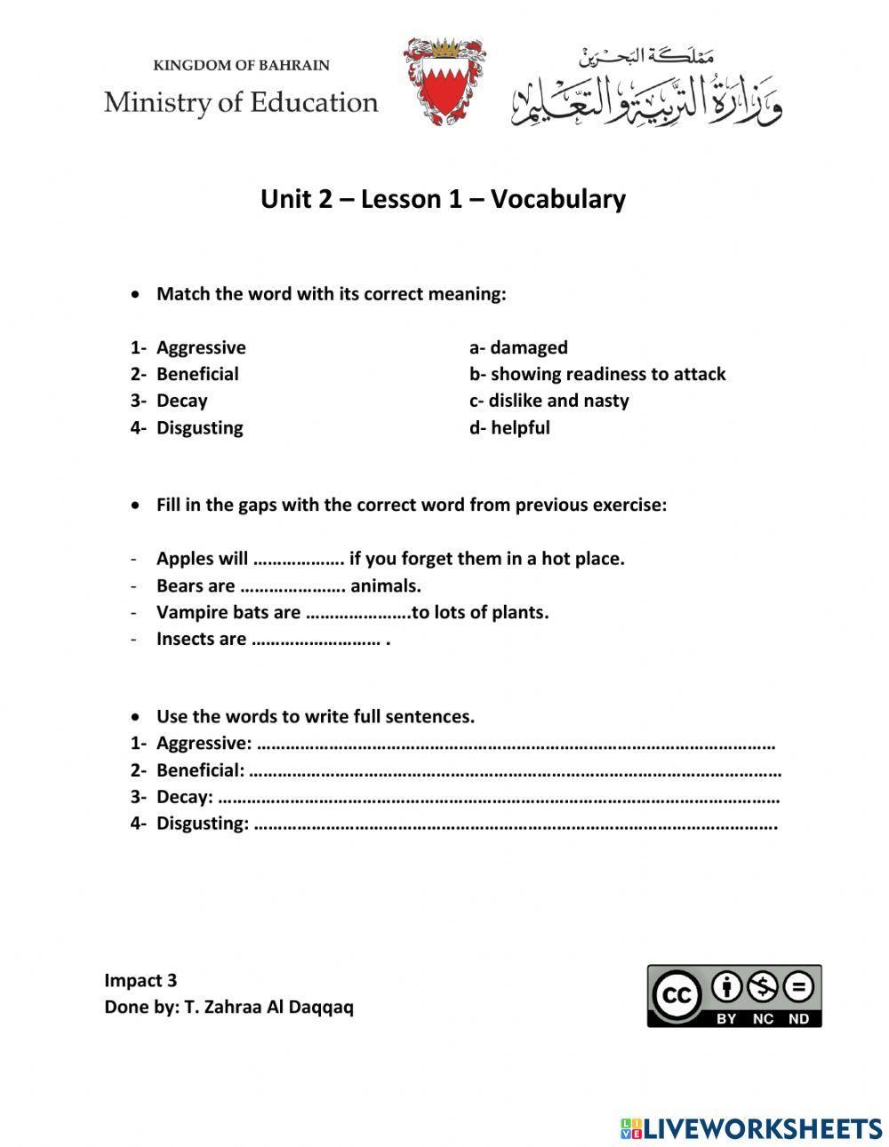 Impact 3- U2- L1- Vocabulary