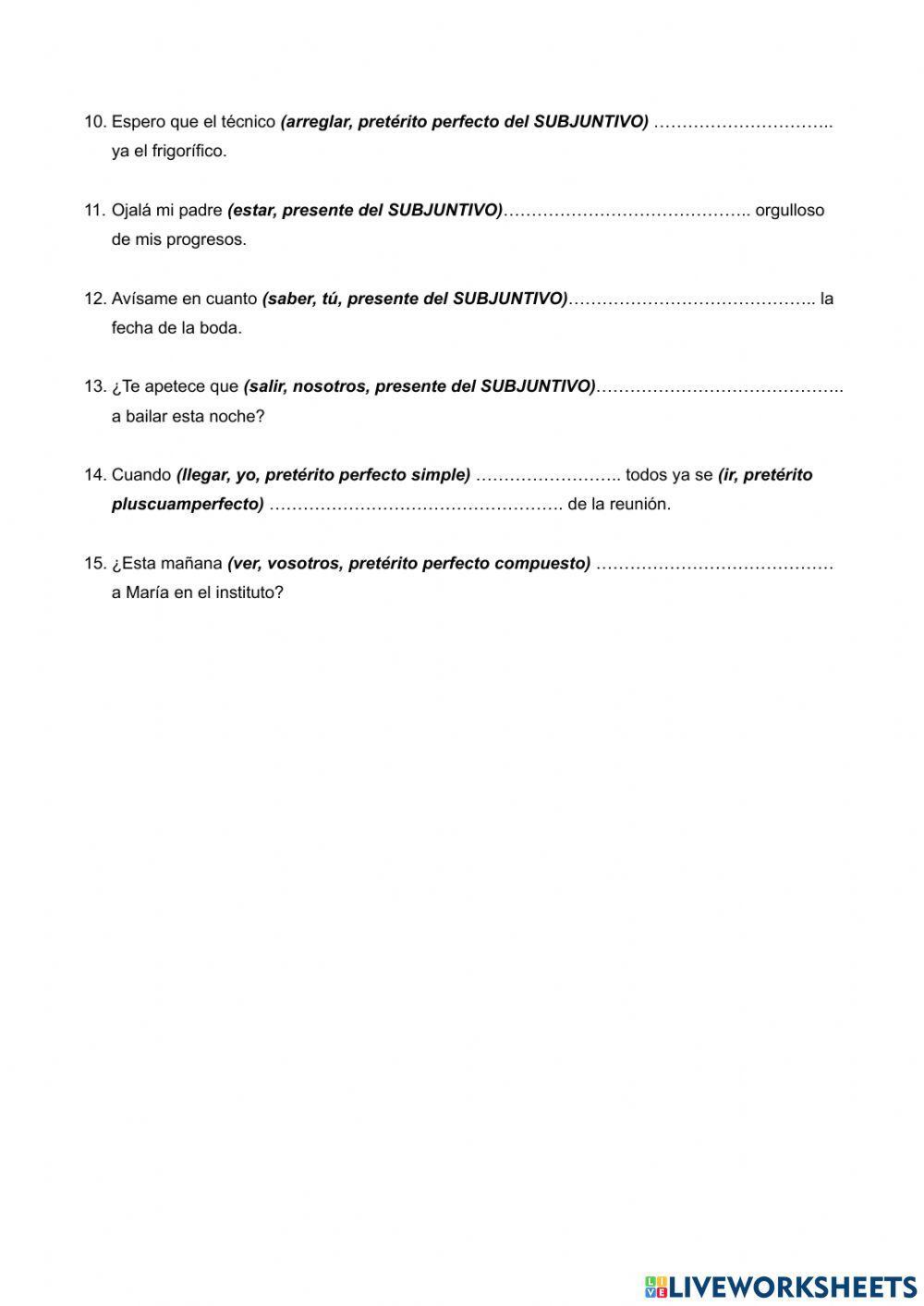 Tiempos verbales en oraciones