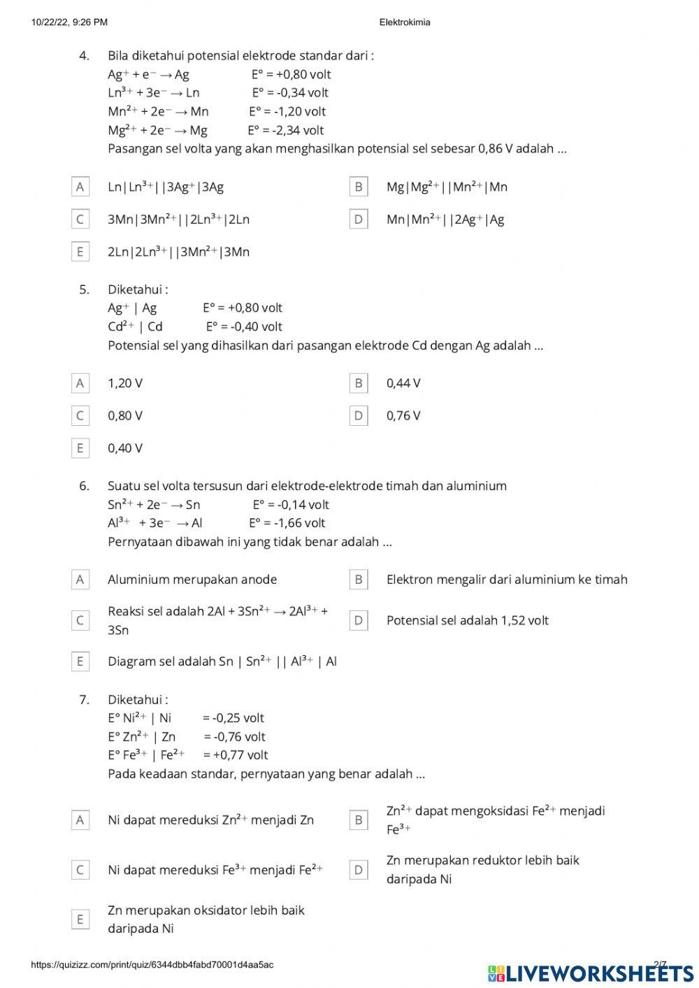 Ulangan Harian Elektrokimia