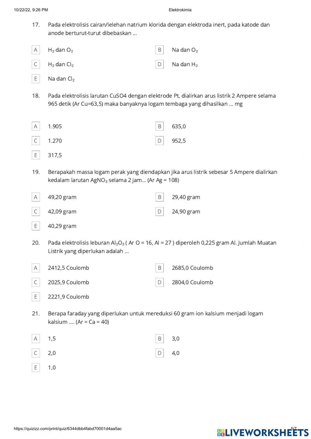 Ulangan Harian Elektrokimia