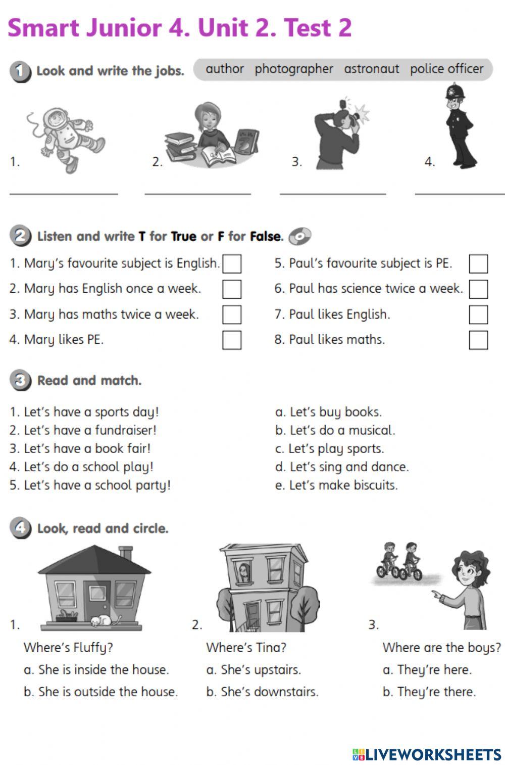 Smart Junior 4. Test 2