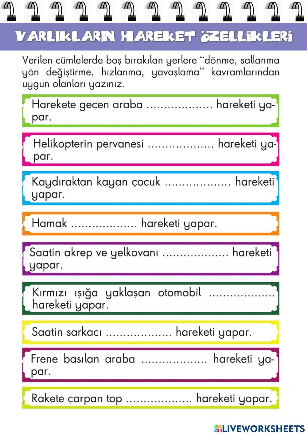 Varlıkların Hareket Özellikleri