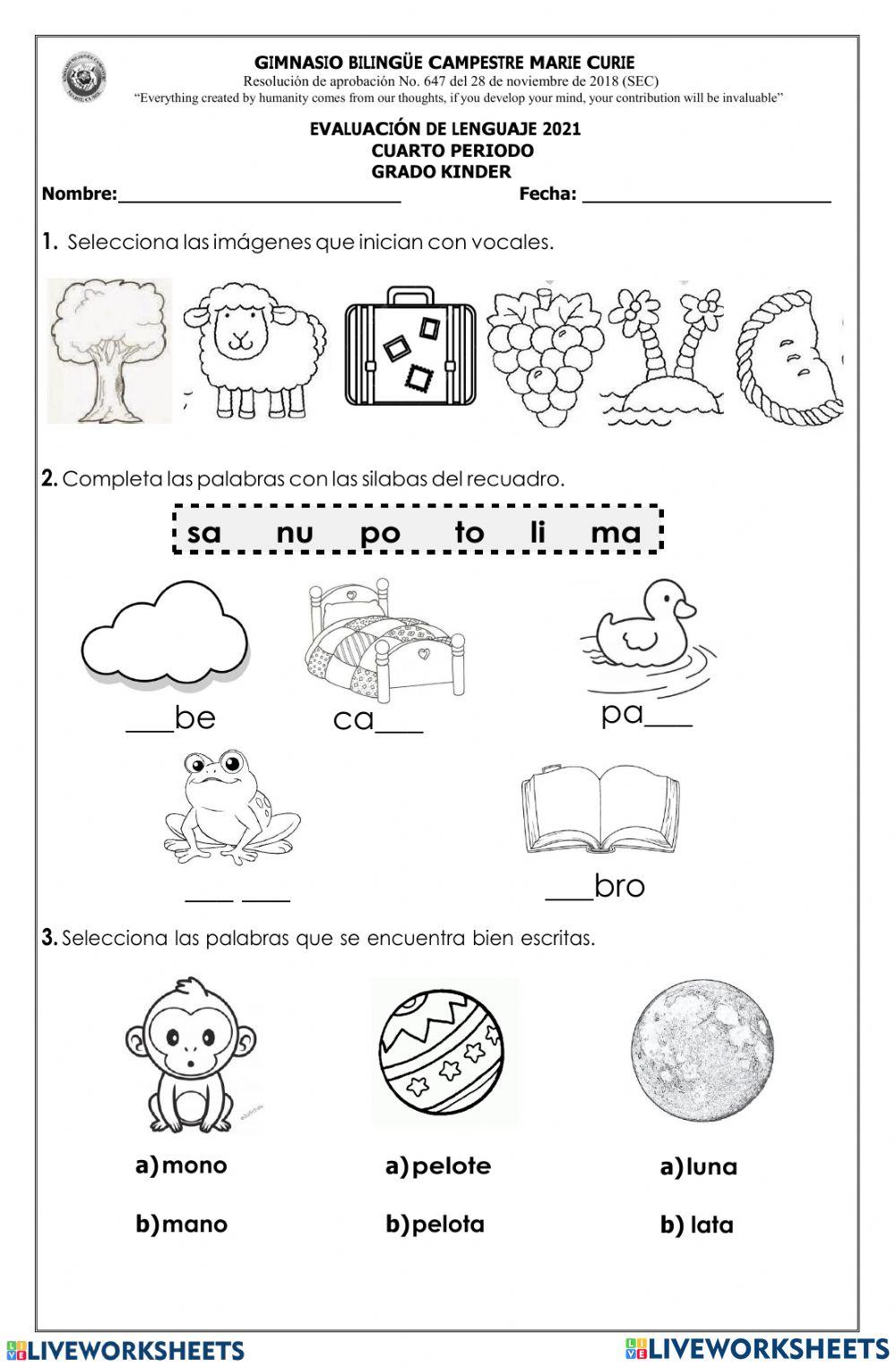 Repaso para el taller de seguimiento al aprendizaje IV-P Kinder