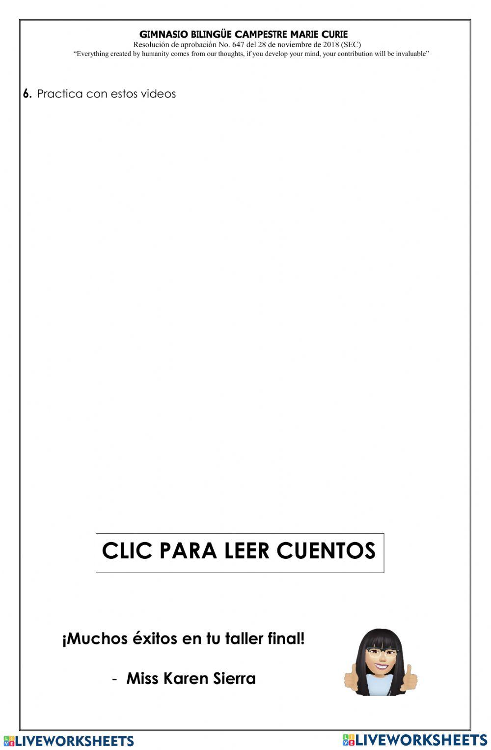 Repaso para el taller de seguimiento al aprendizaje IV-P Kinder