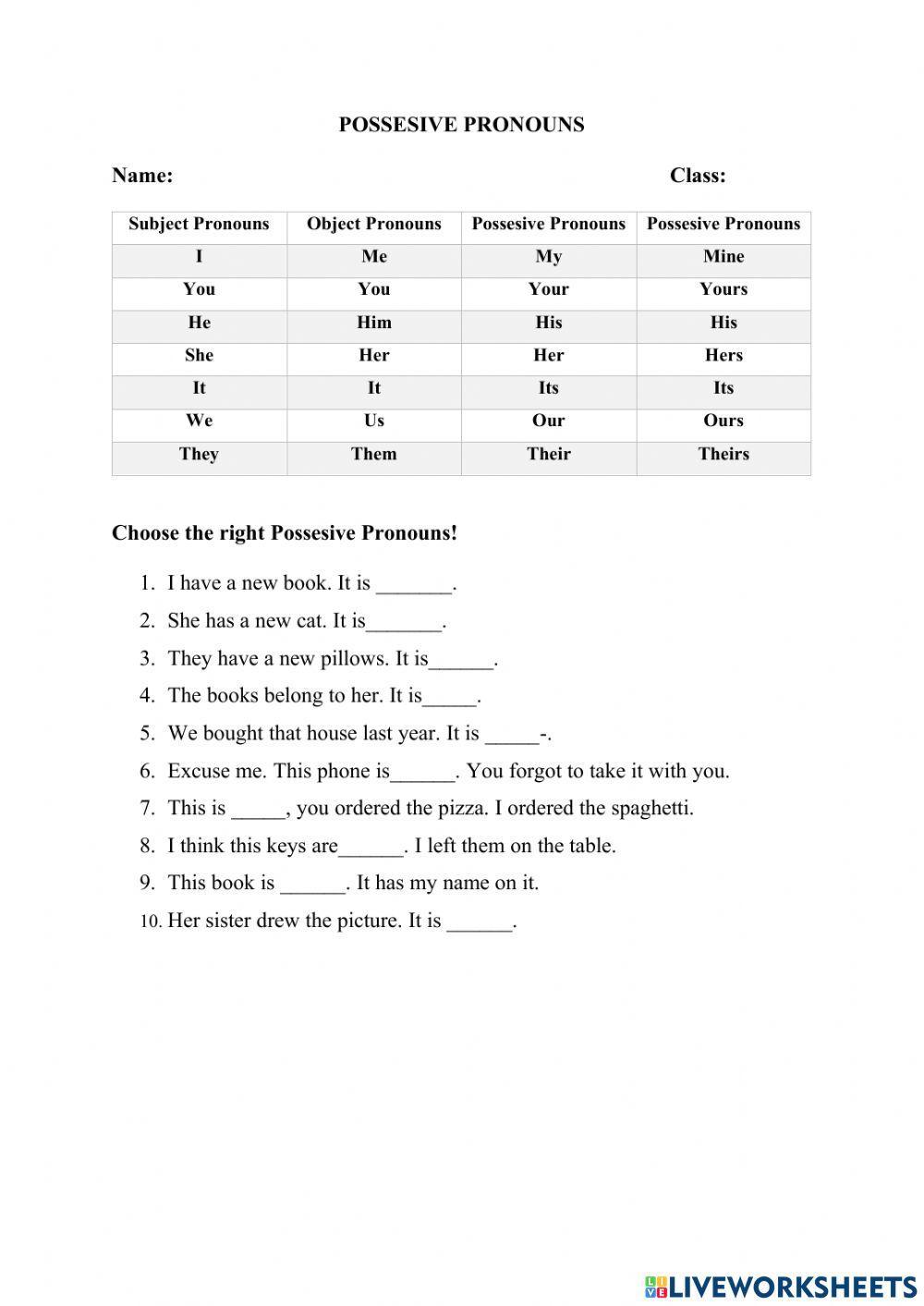 Possesive Pronouns