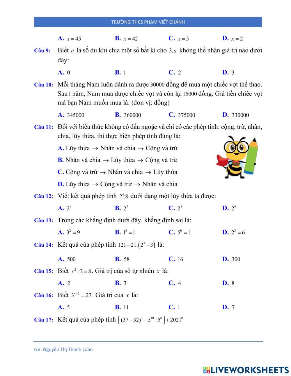 Ôn tập giữa kì 1  toán 6