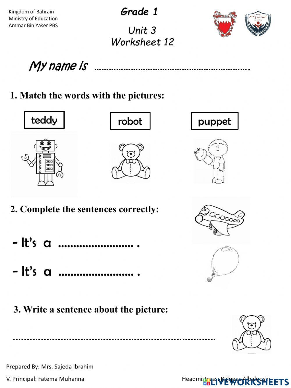 Grade 1 Unit 3 - Bahrain Edition