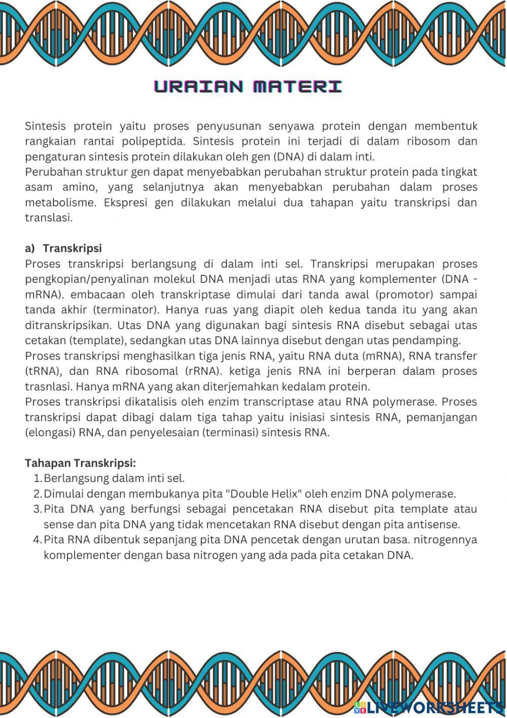 Sintesis Protein Pertemuan 1