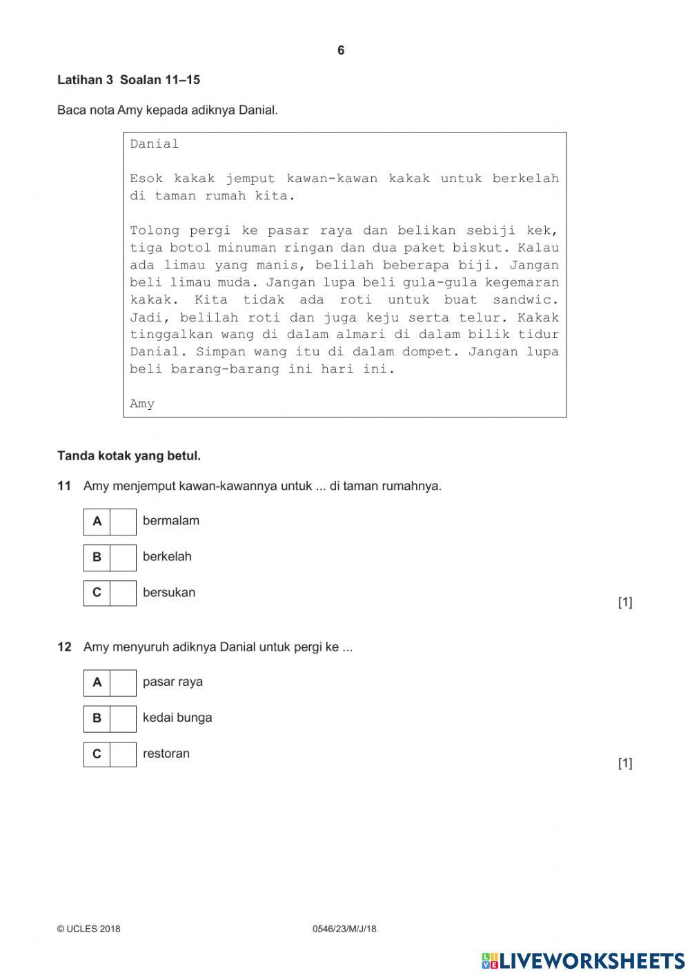 Cambridge Malay 2018