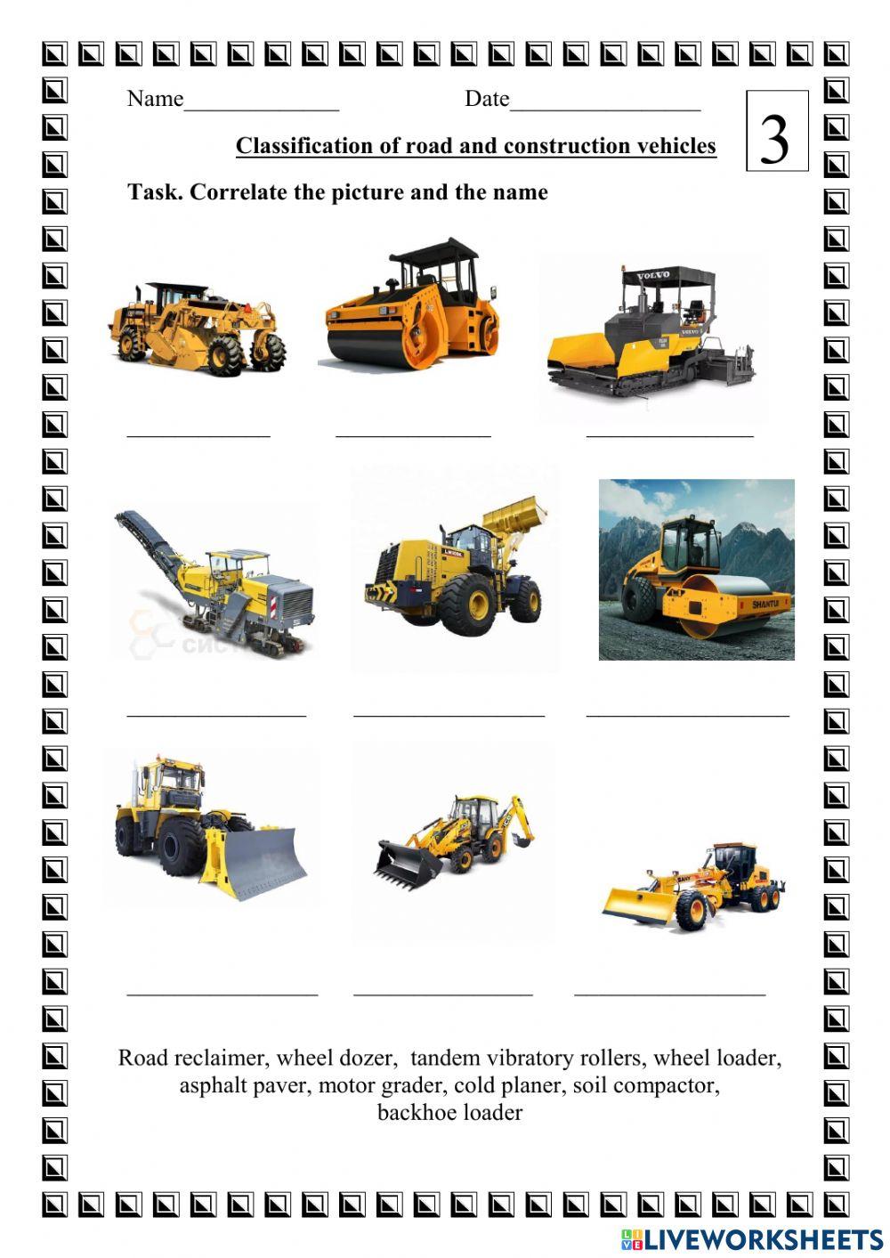 Classification of road and construction vihicles