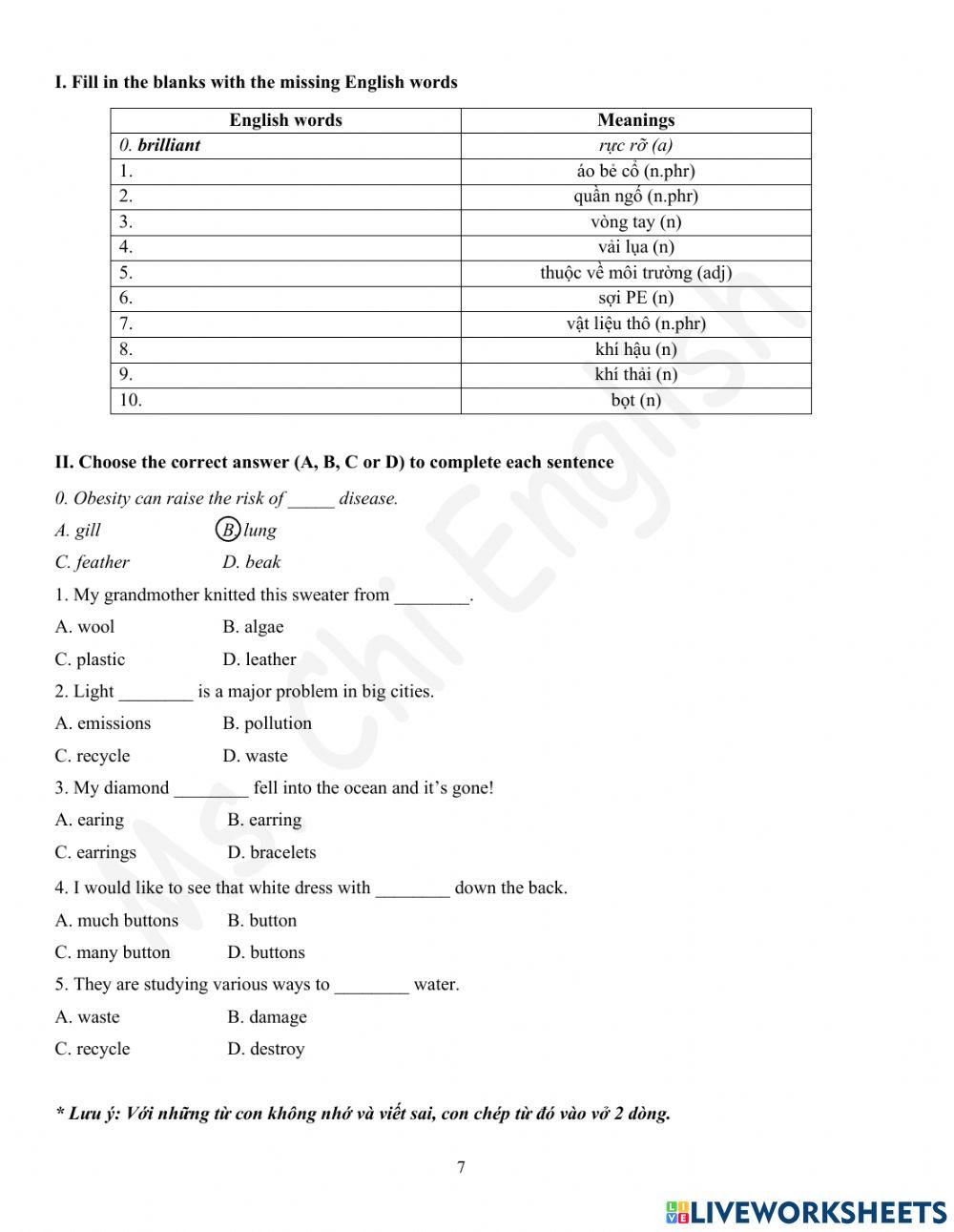 Foreign Teacher - S7 - Week 11 - U4 - Vocabulary 1