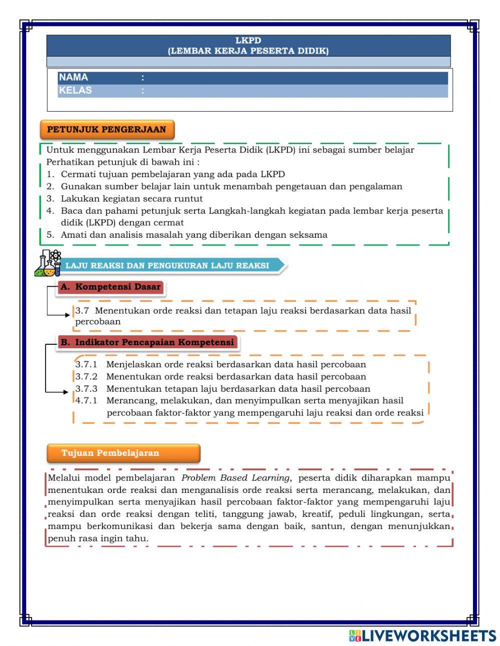 Orde dan Tetapan Laju XI