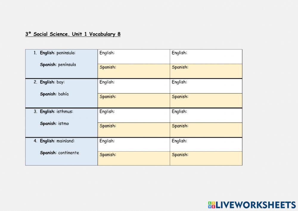 Vocabulary practice 1 Vocabulary practice 8
