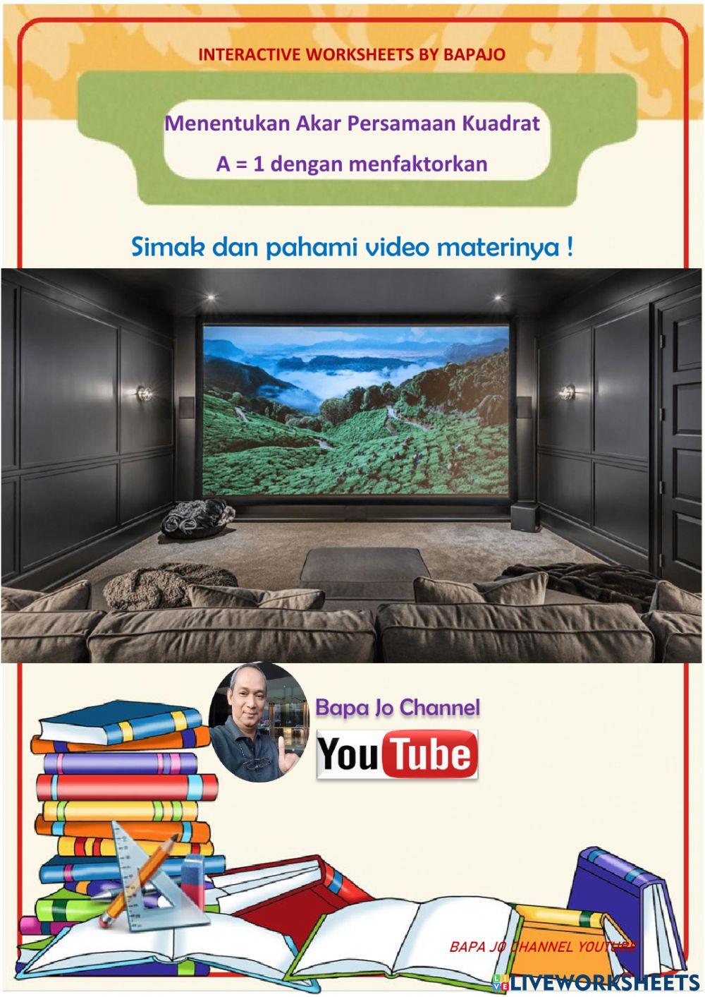 Akar persamaan kuadrat dengan menfaktorkan