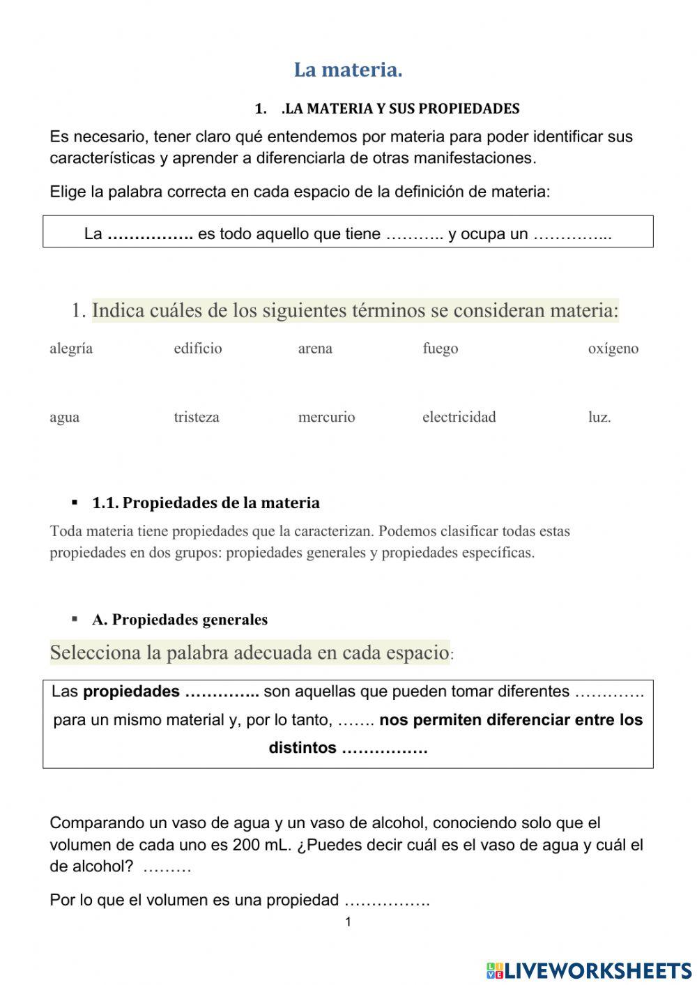 propiedades de la materia