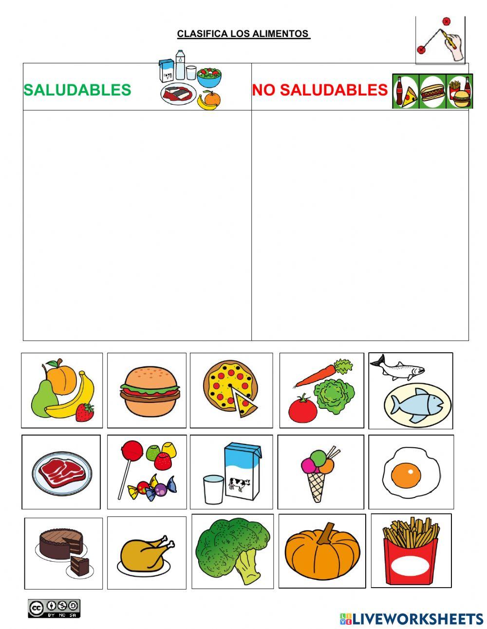 Ficha alimentos saludables infantil