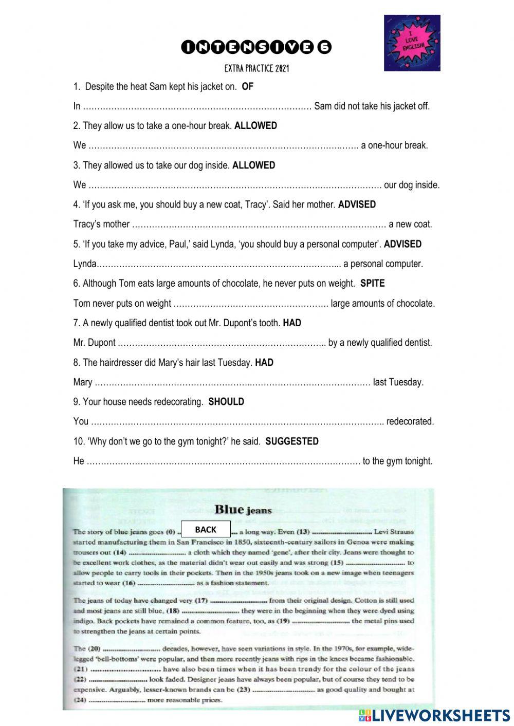 Use of english extra practice and paraphrasing Use of english extra practice and paraphrasing