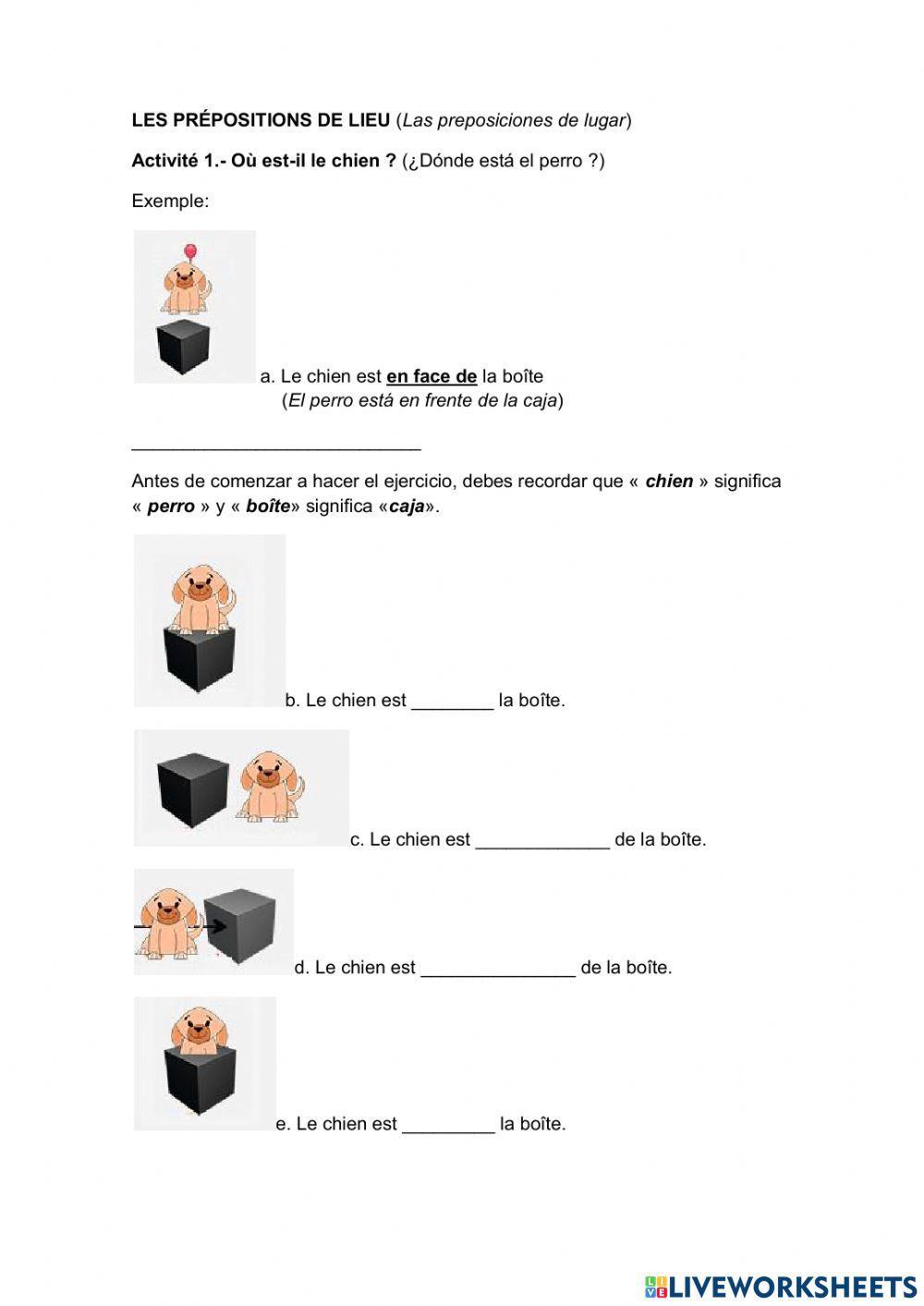 Les prépositions de lieu
