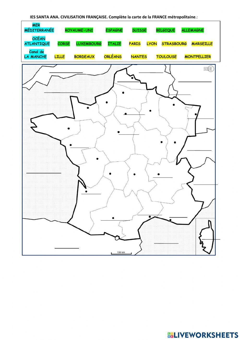 Carte de france métropolitaine.