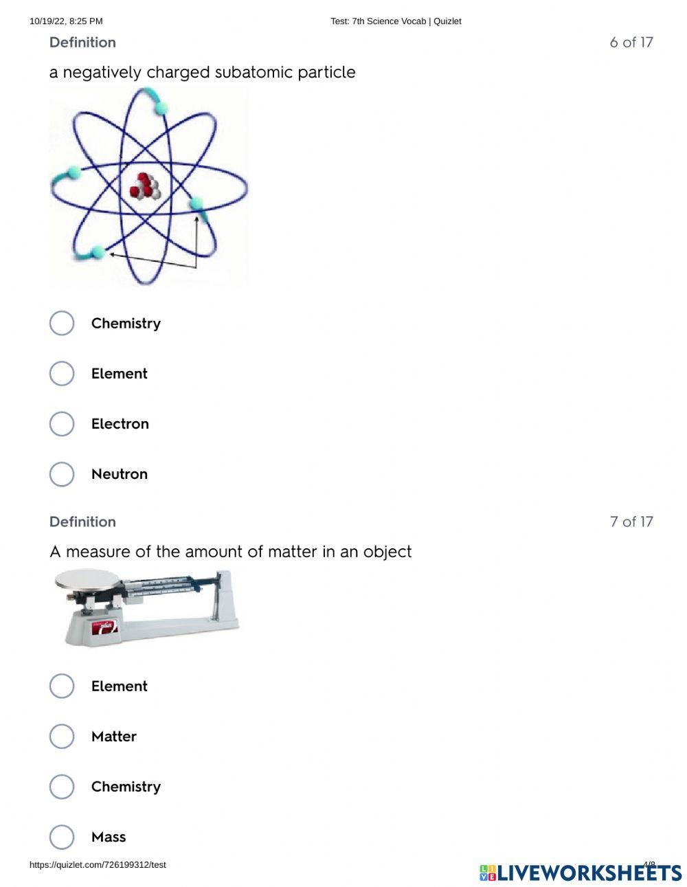 7th chemistry vocab quizlet