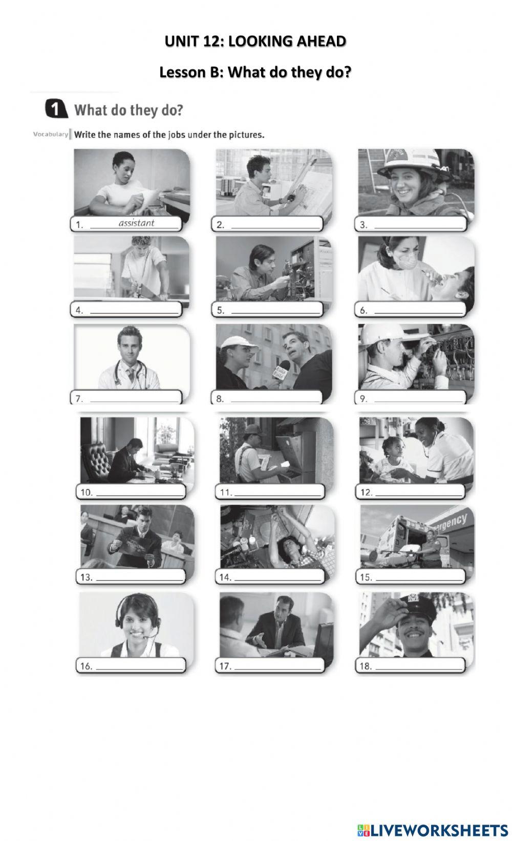 UNIT 12: LOOKING AHEAD- LESSON B: JOBS 