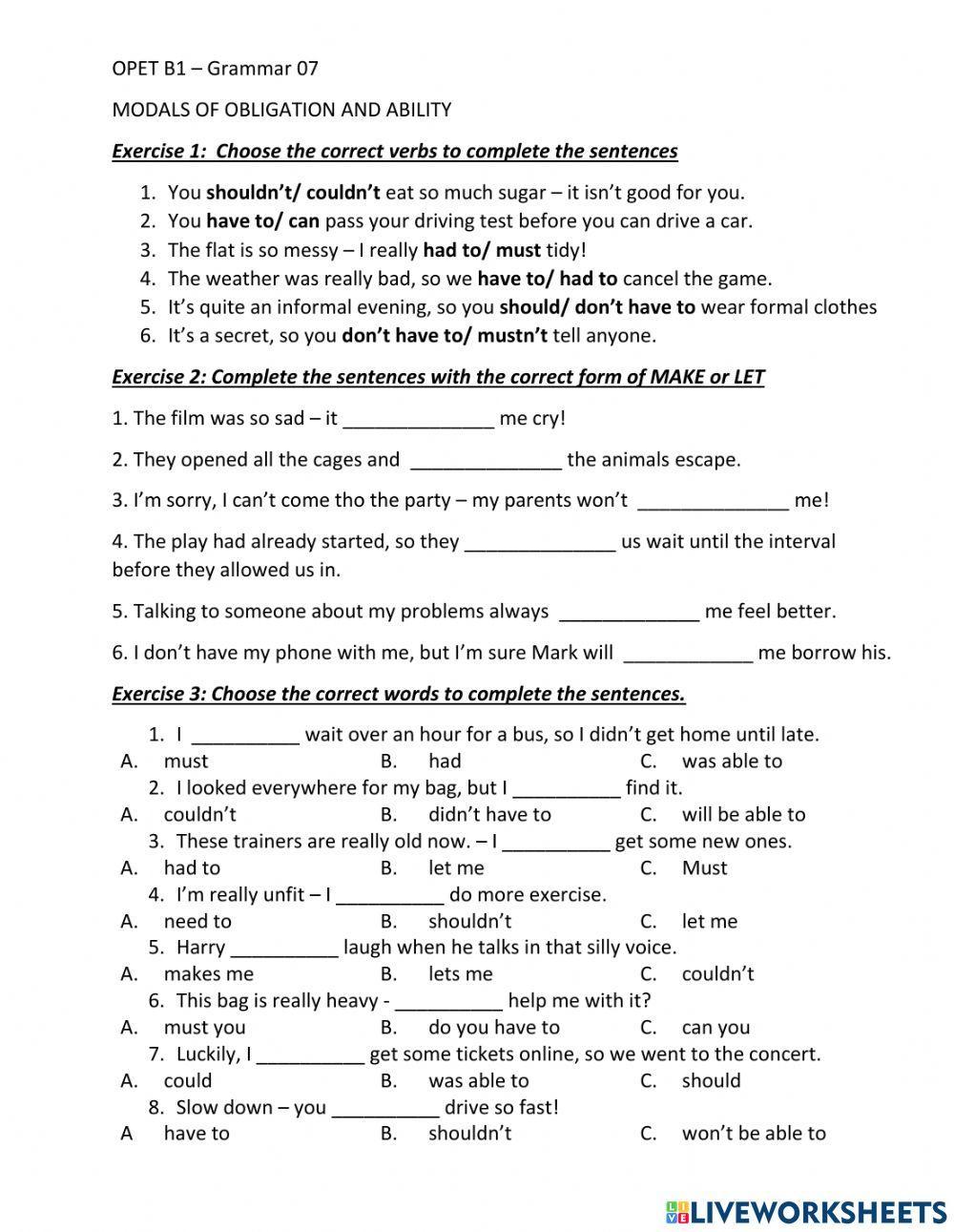 2187560 | OPET B1 - grammar 07 - exercises