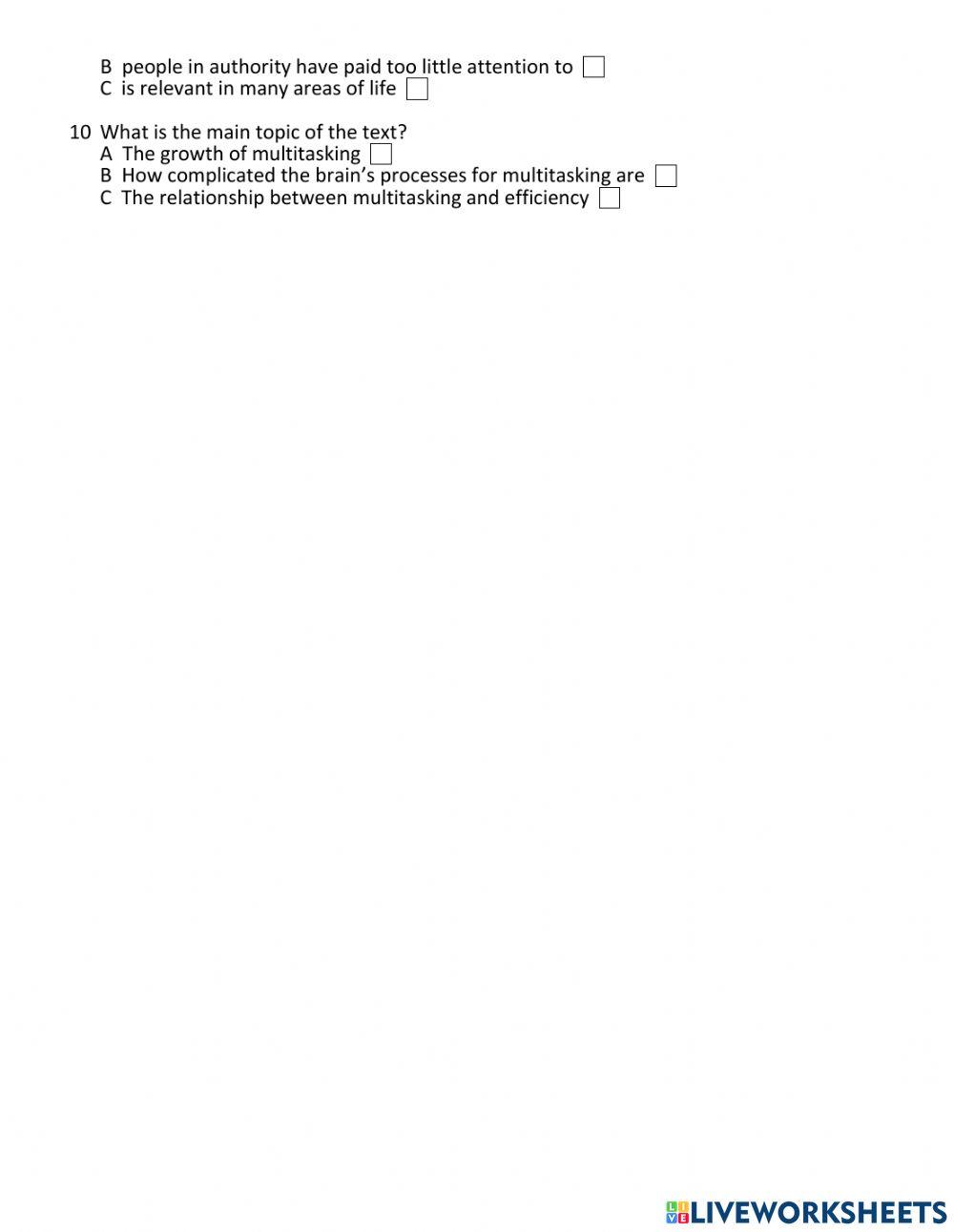 Multitasking Reading Comprehension