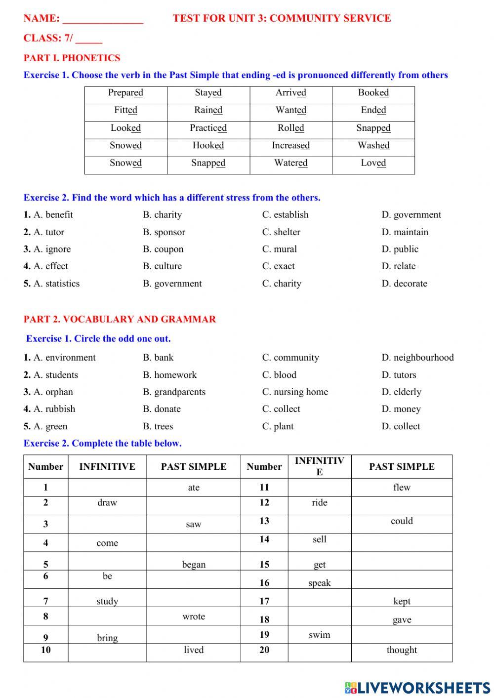 English 7 global- unit 3- practice 1