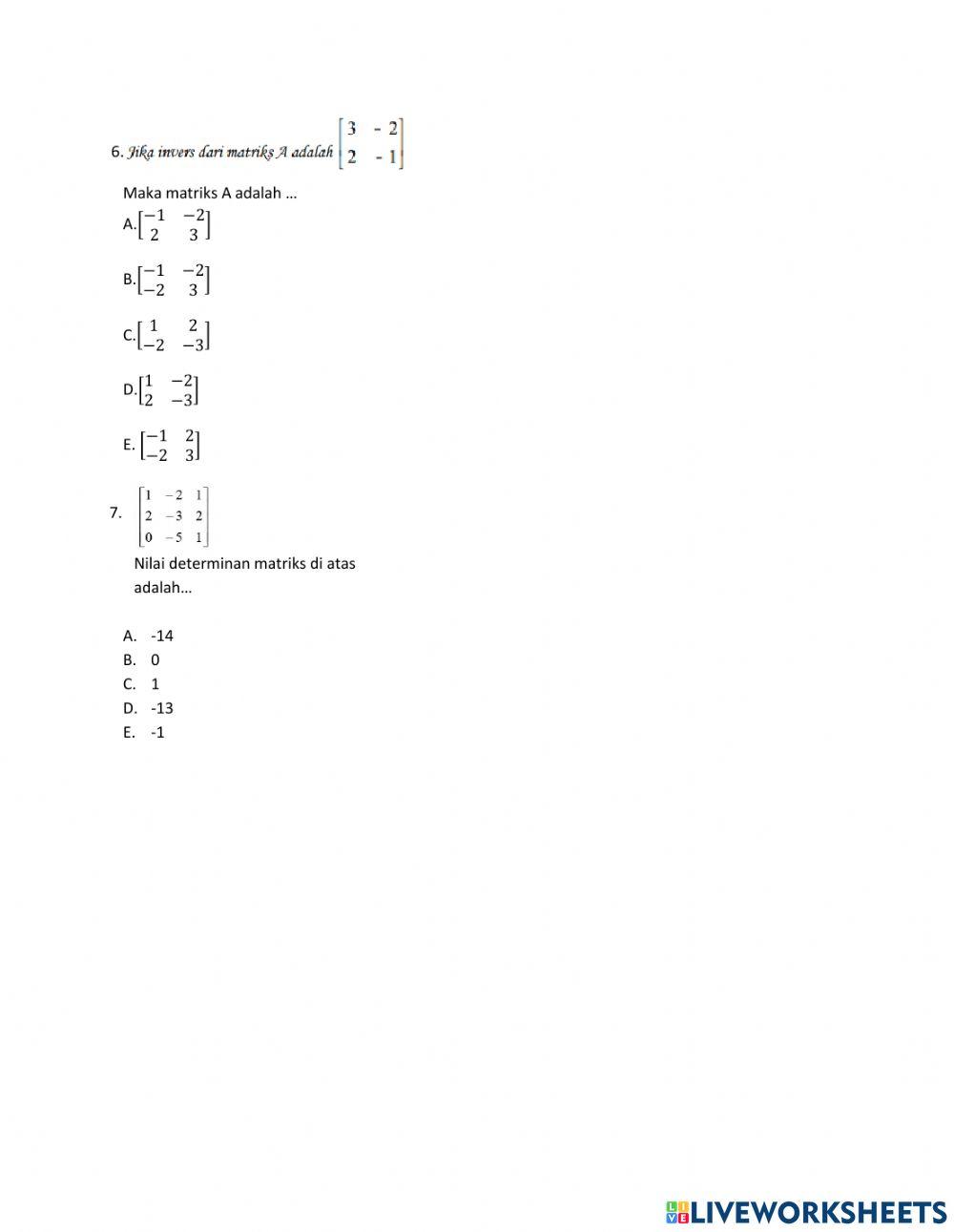 Ulangan matriks kelas xi ips