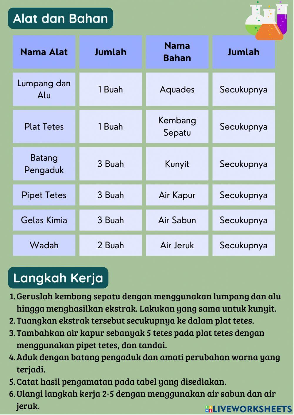 E-LKPD Indikator Asam Basa Dari Bahan Alami