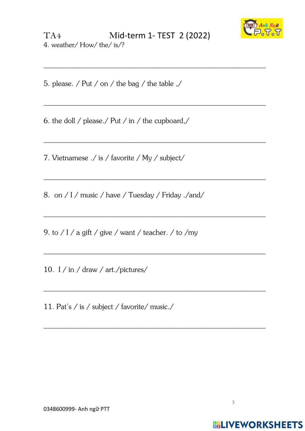 Ta4- mid term s1 test 2 (2022)
