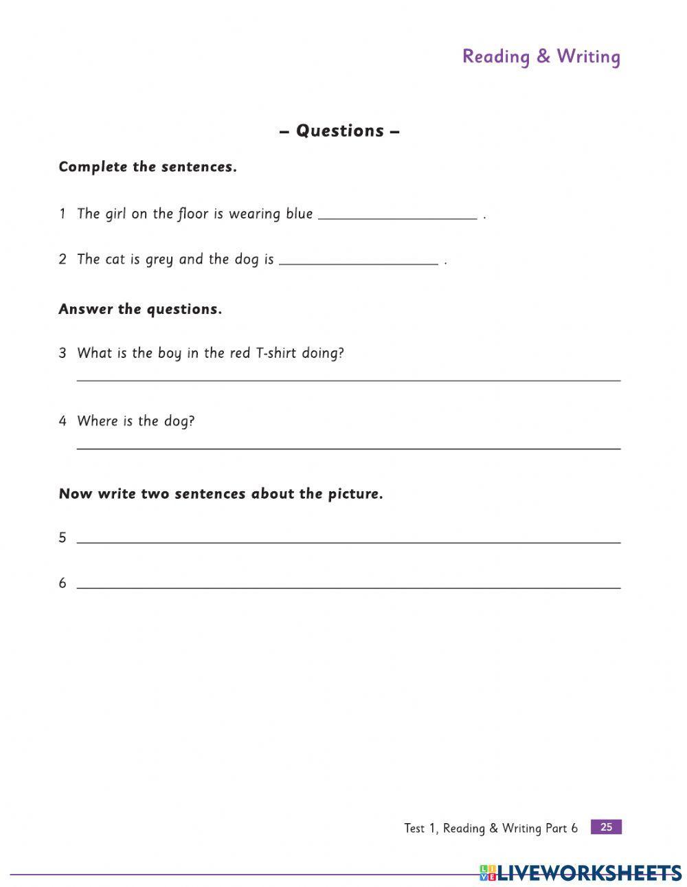 Practice Test 1-Movers (Part 5 & 6)