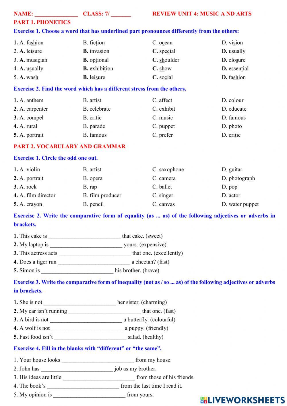 English 7 global- unit 4- practice 1