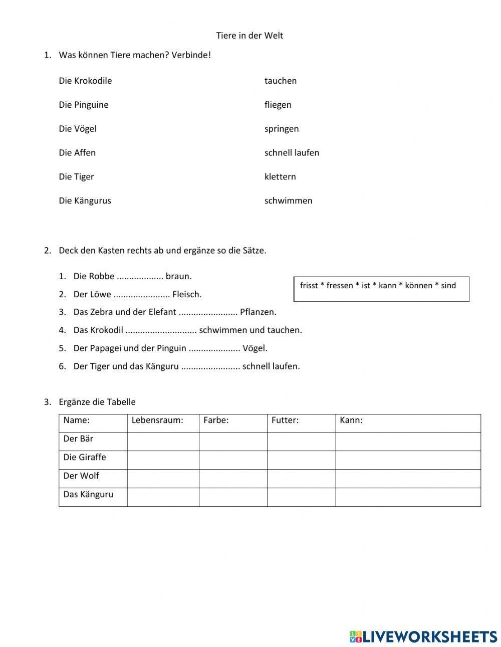 Wilde Tiere beschreiben