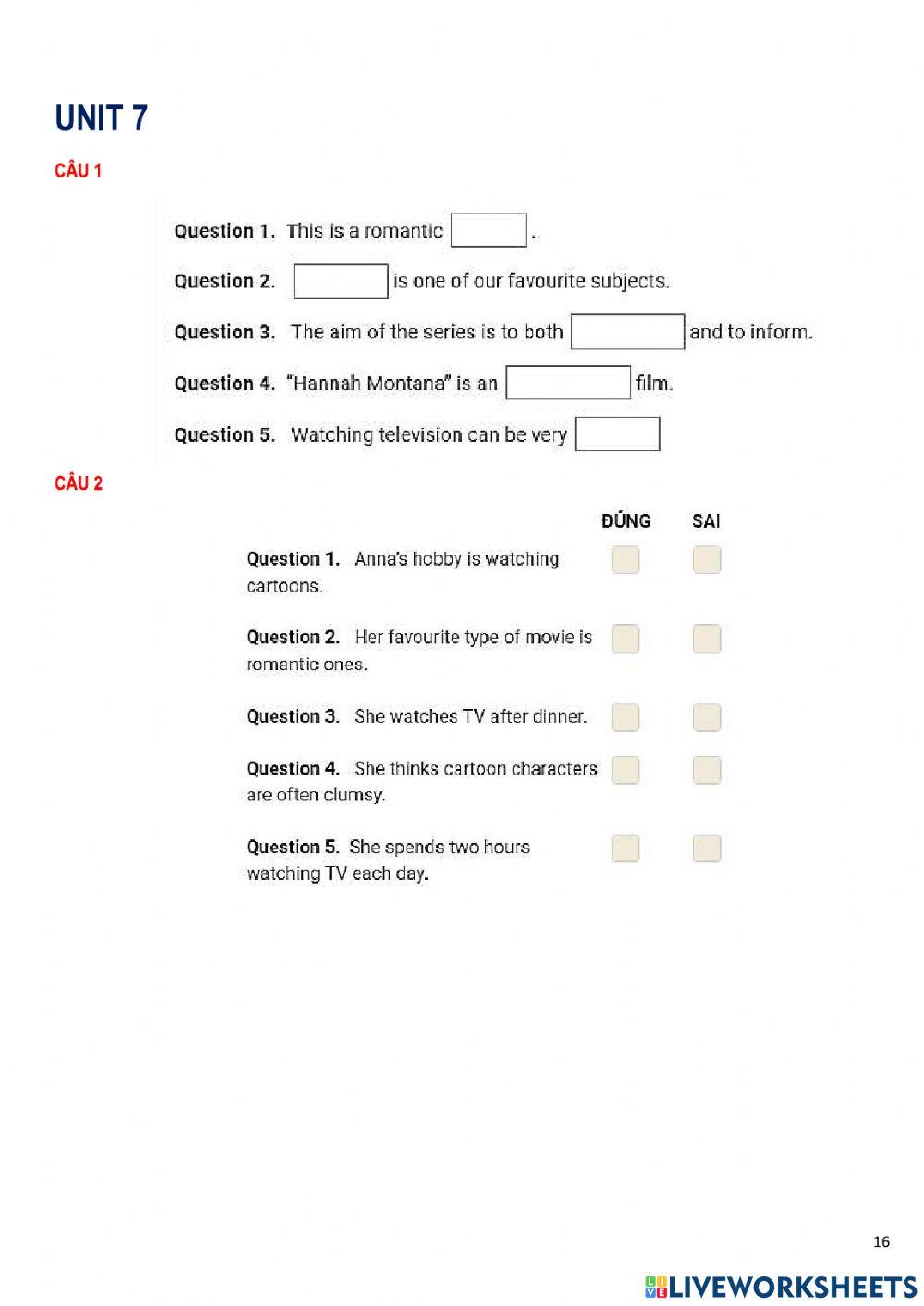 Practice-Listening-Unit 7 worksheet | Live Worksheets