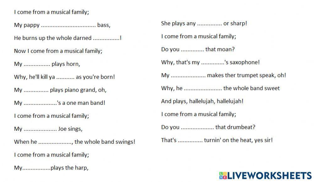 I come from a musical family song