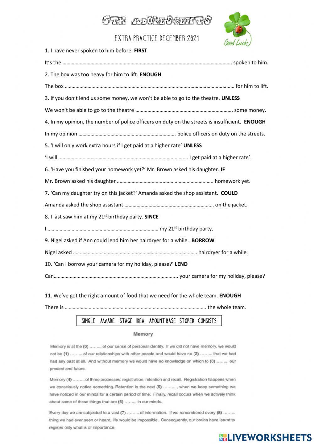 Paraphrasing and use of english Paraphrasing and use of english