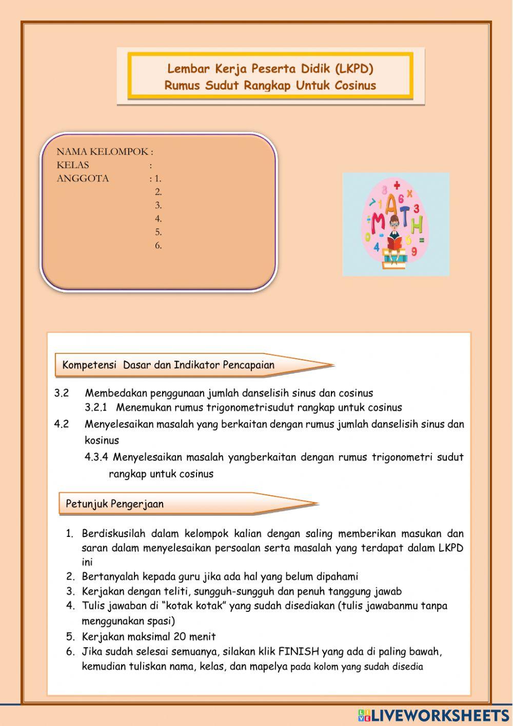 Rumus sudut rangkap untuk cosinus