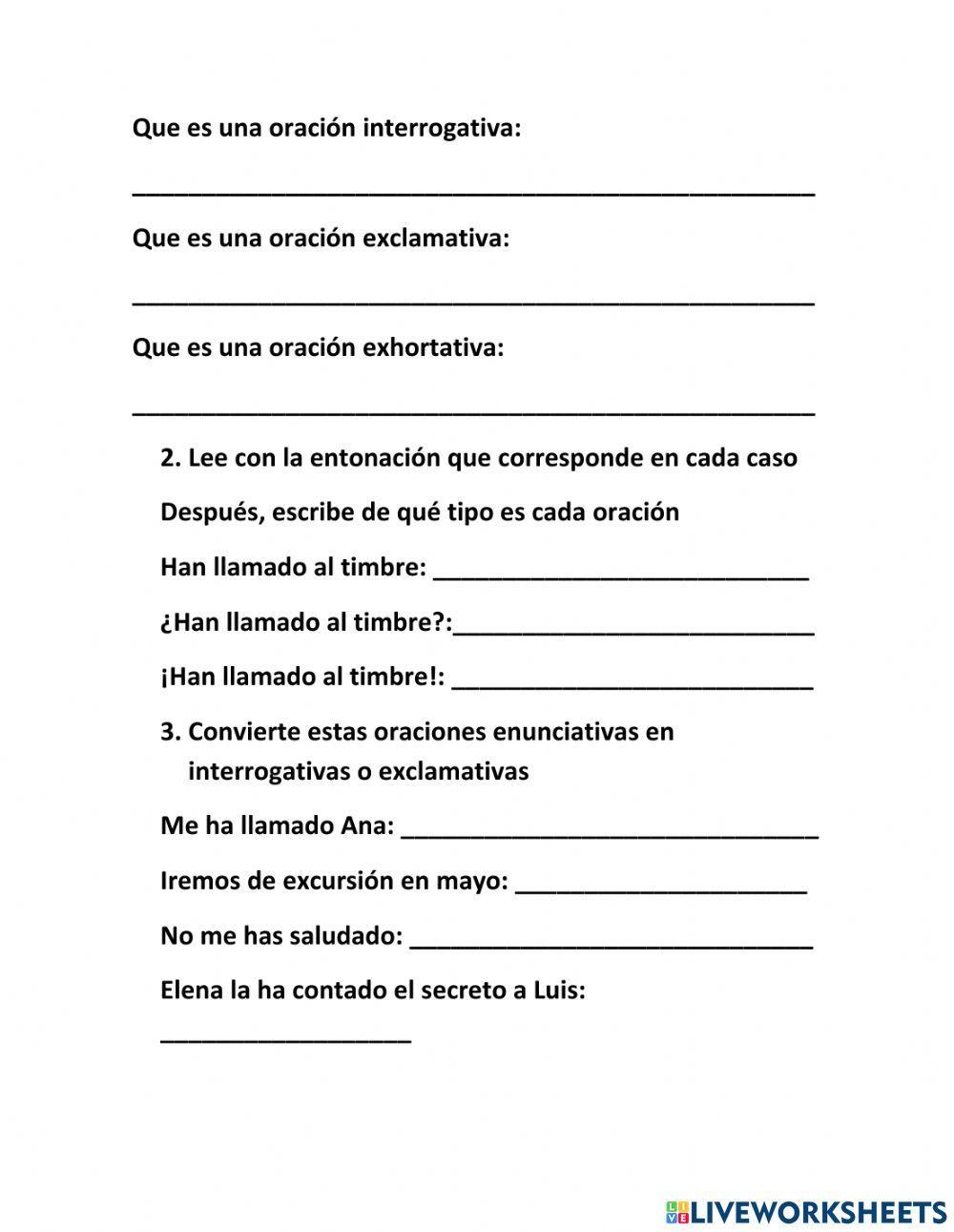 Los tipos de oraciones