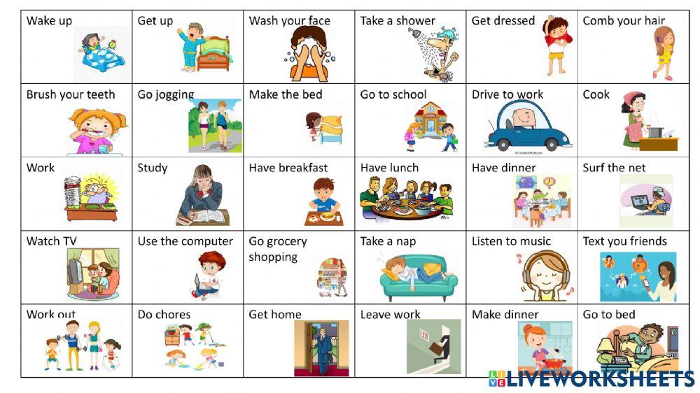 Daily routines pronunciation practice