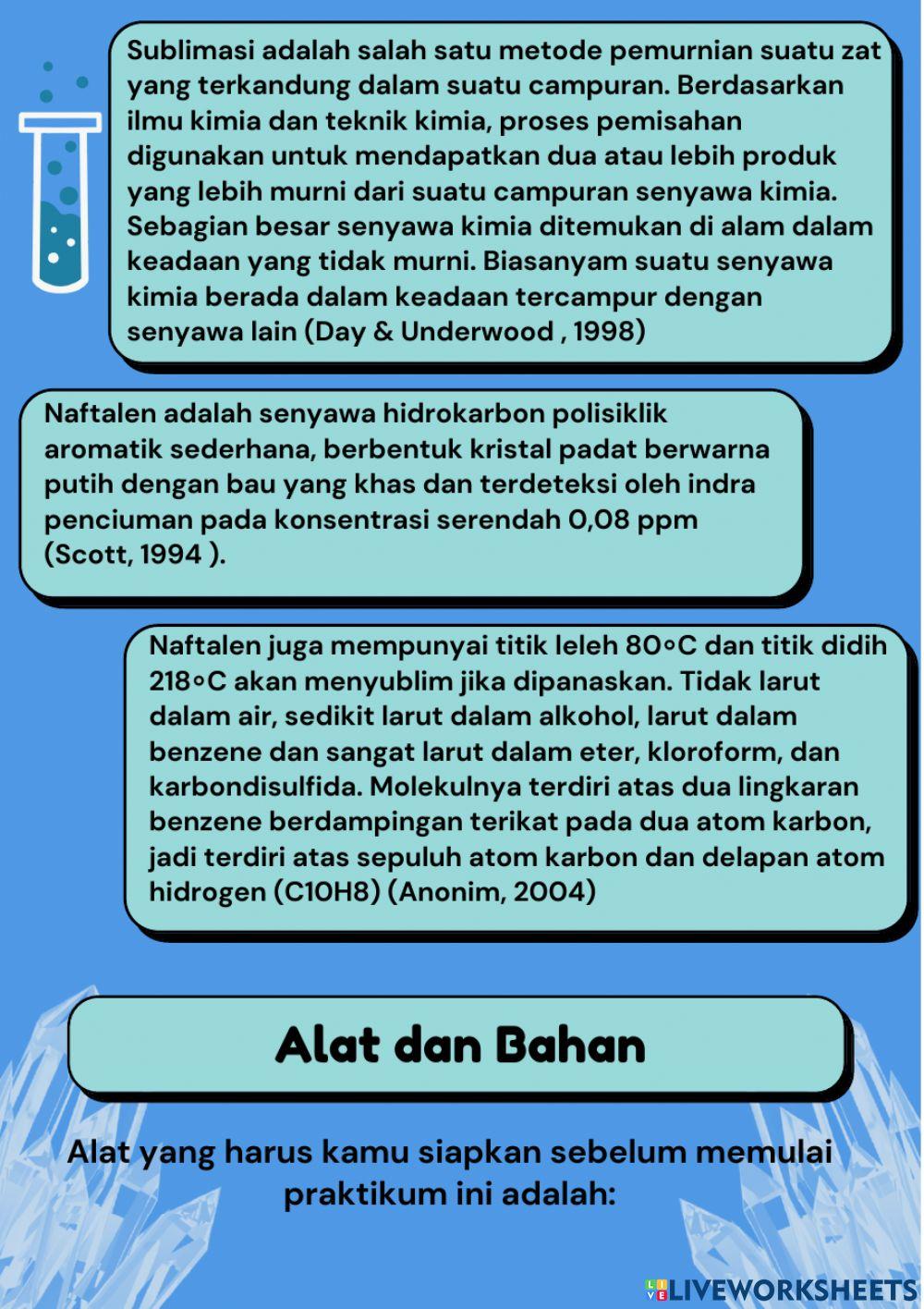 Pemisahan dan Pemurnian dengan cara sublimasi