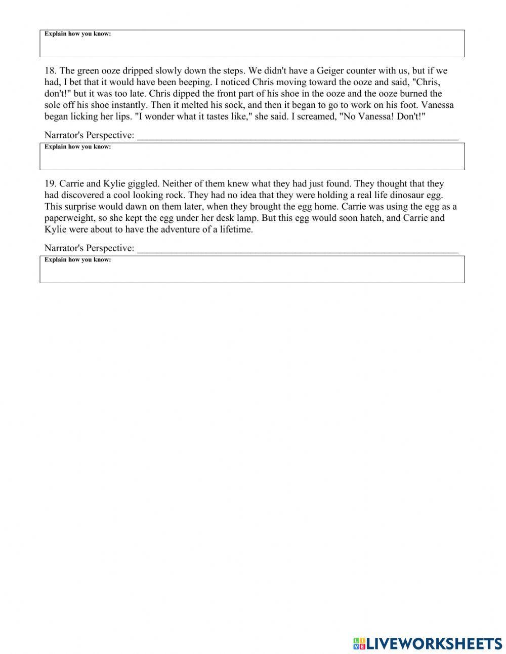 Point of view worksheet