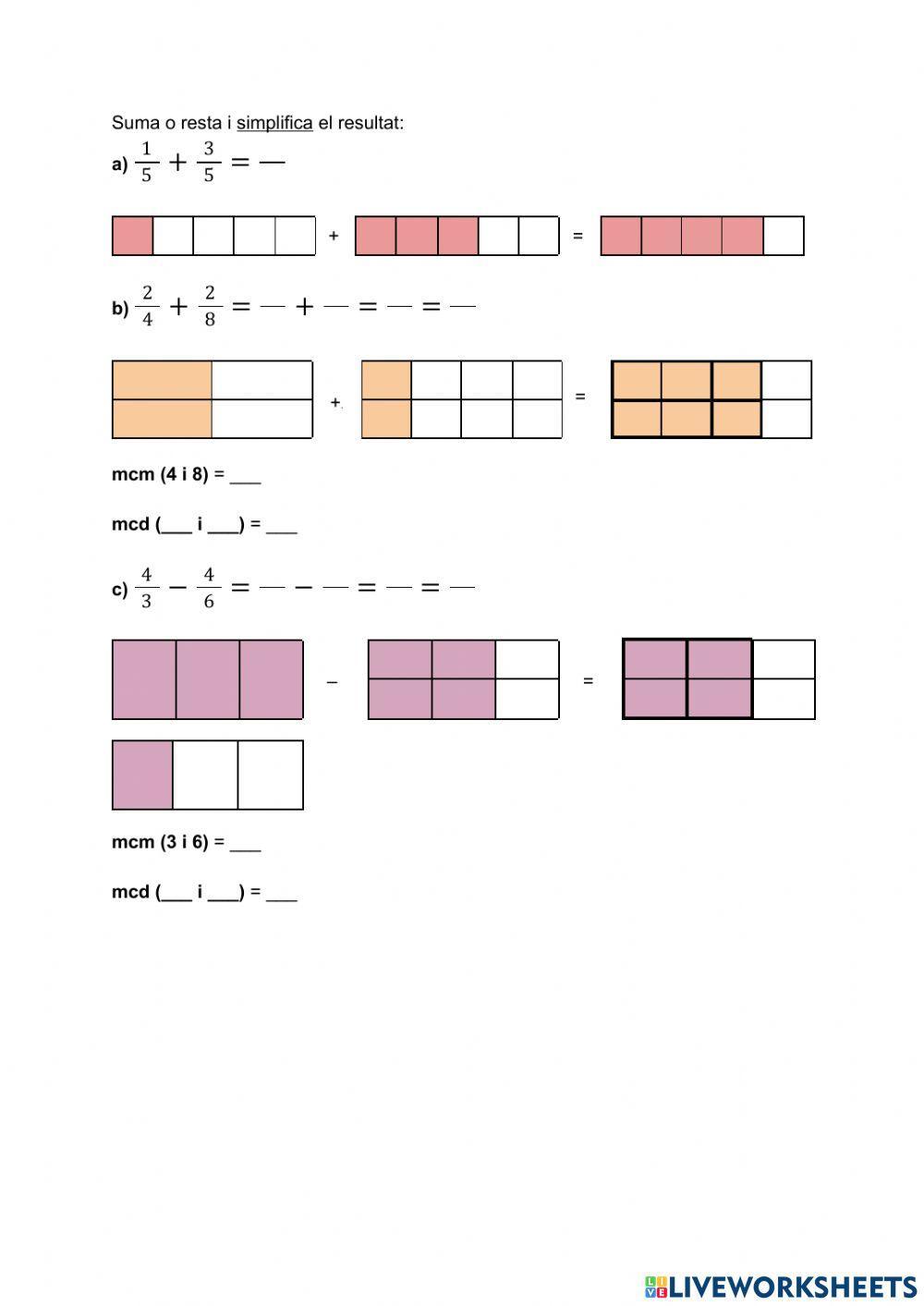 Sumes i restes de fraccions (adaptat)