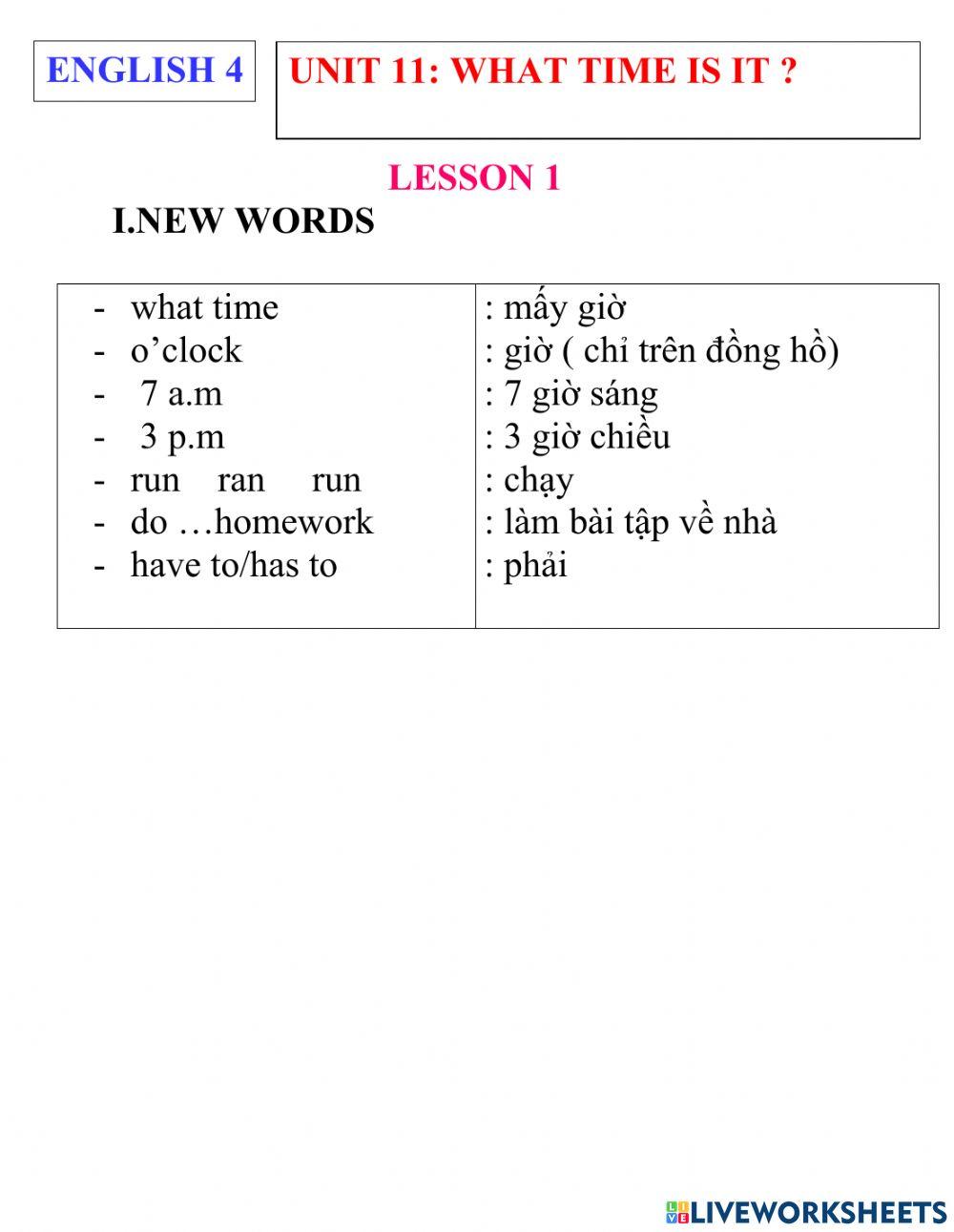 English 4- unit 11- lesson 1