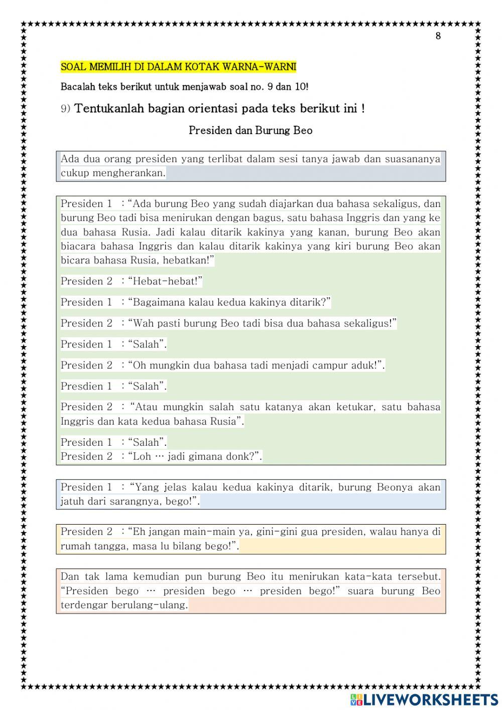 ASESMEN SUMATIF Tujuan Pembelajaran : Memahami dan Menganalisis Gagasan dalam Teks Anekdot Dengan Kritis dan Reflektif