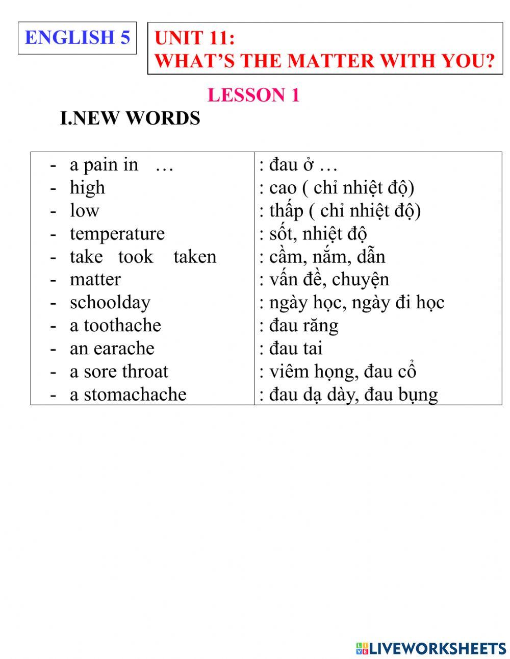 English 5- unit 11- lesson 1