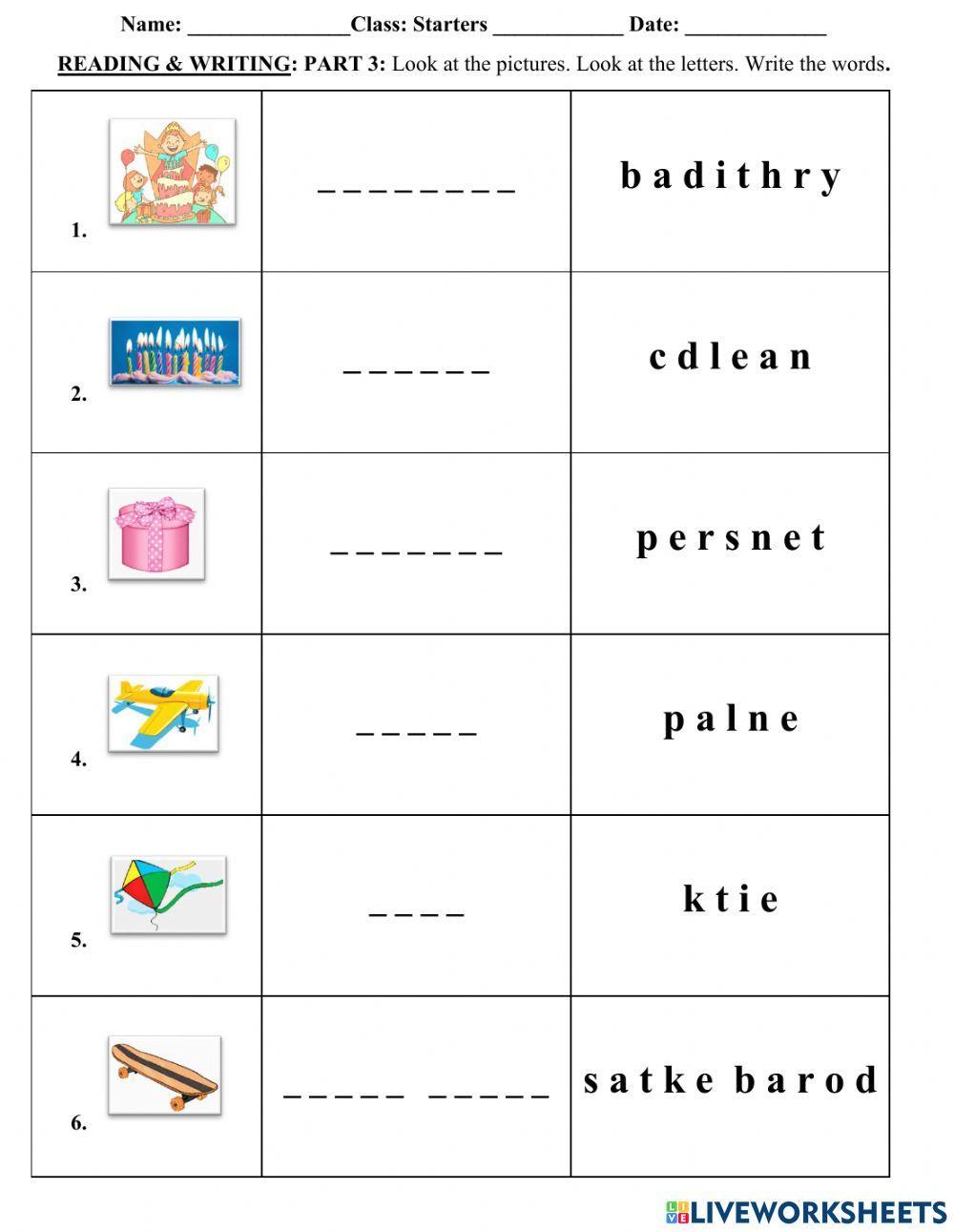 Starter - Listening - Reading & Writing - PART 3 - Power Up 1 - UNIT 5