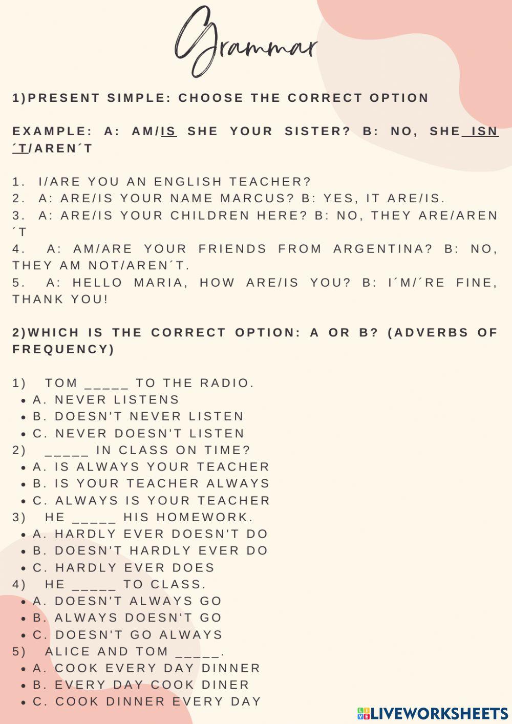 Present simple and adverbs of frequency